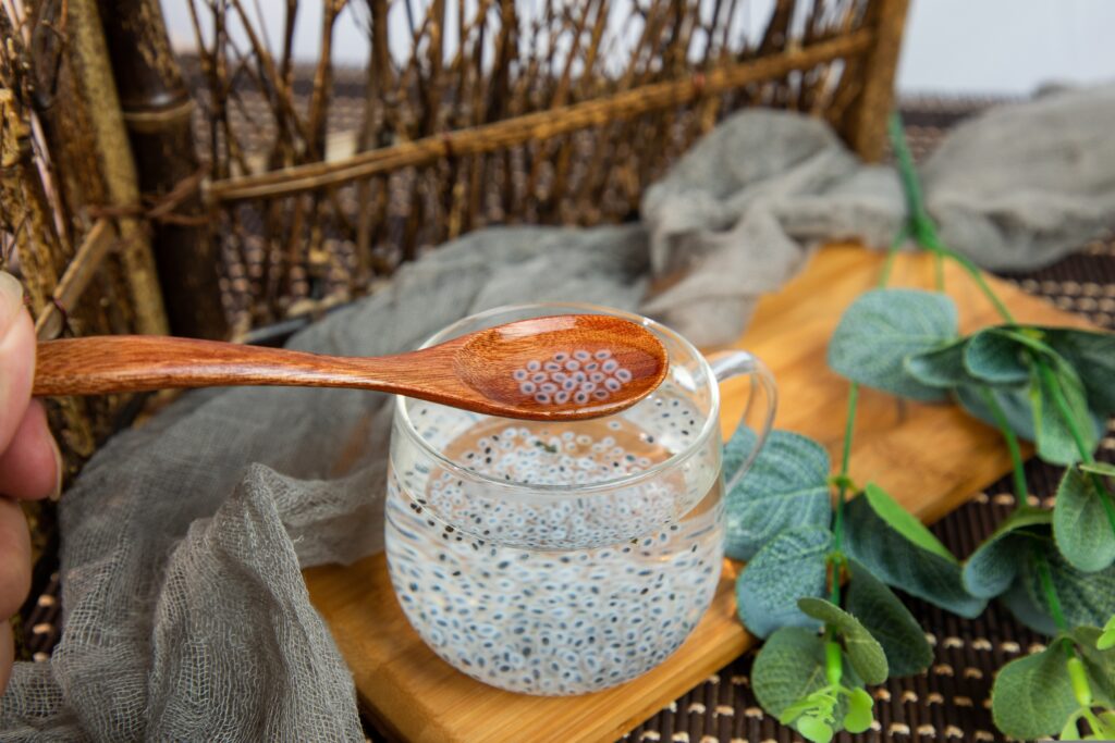 Basil seeds gel less aggressively than chia seeds